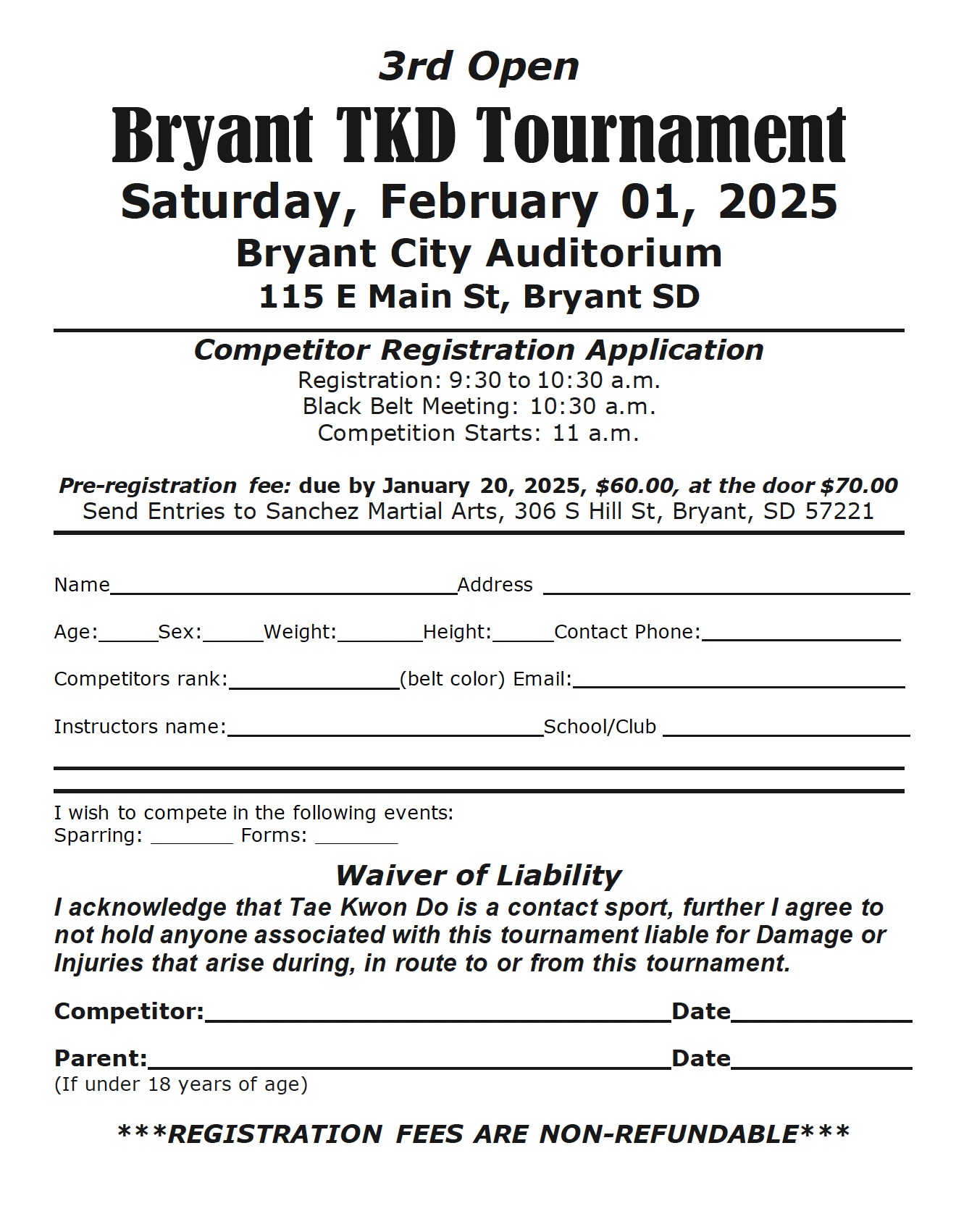 Bryant TKD Open Tournament Registration 2025 QR